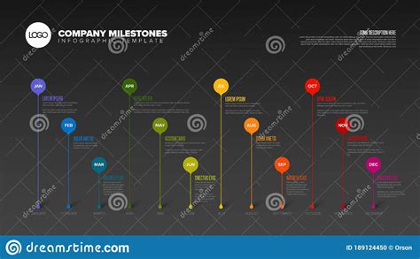 Infographic Full Year Timeline Template With Droplets Stock Vector