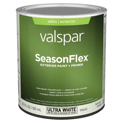 Valspar Seasonflex Satin Ultra Whitebase1 Tintable Exterior Paint