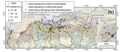 Spatial Distribution Of Glacial Lakes In The Bhutan Himalayas A Lake