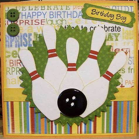 A Birthday Card With A Bowling Ball And Pins