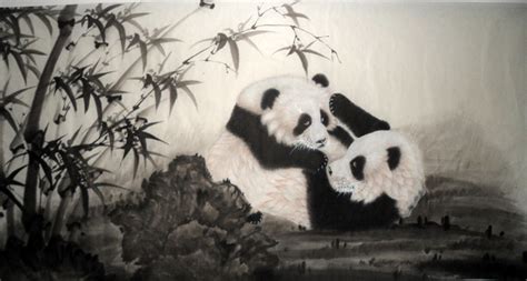Chinese Painting Bamboo And Panda