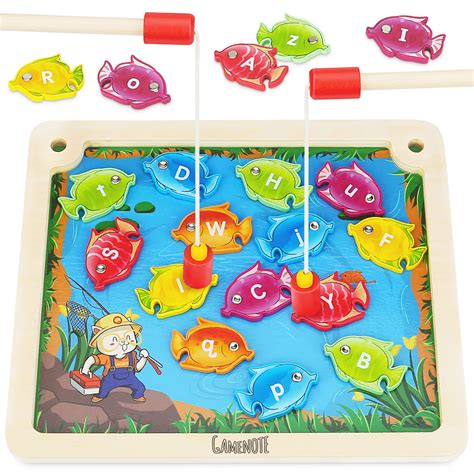 Buy Gamenote Wooden Magnetic Fishing Game Abc Alphabet Color Sorting