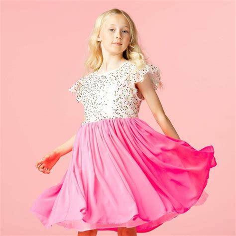 Girls Party Dress Pink Sweetie Sequin By Holly Hastie Luxury Designer