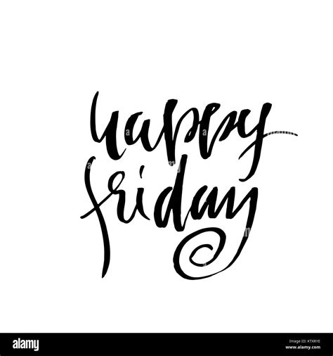 Happy Friday Dry Brush Lettering Modern Calligraphy Ink Vector