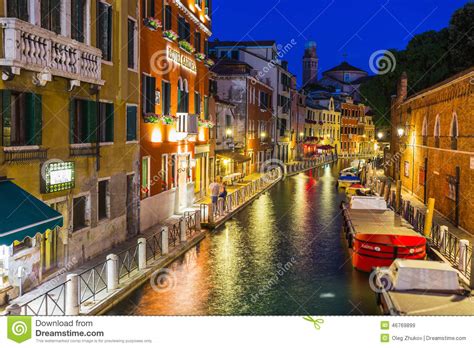 Grand Canal In Venice At Night Editorial Stock Image Image Of City Night 46769899