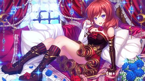 Online Crop Red Haired And Purple Eyes Anime Character Hd Wallpaper Wallpaper Flare