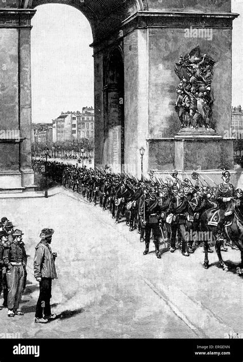 Franco Prussian War Prussian Troops In Paris France 1870 Passing