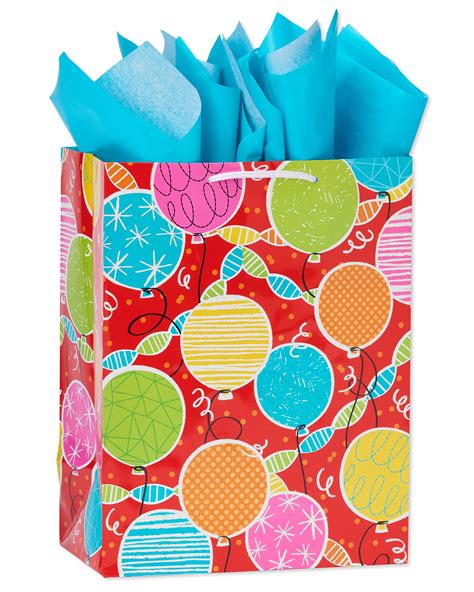American Greetings Medium Birthday Balloons T Bag With Tissue Paper
