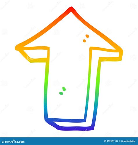 A Creative Rainbow Gradient Line Drawing Cartoon Arrow Pointing
