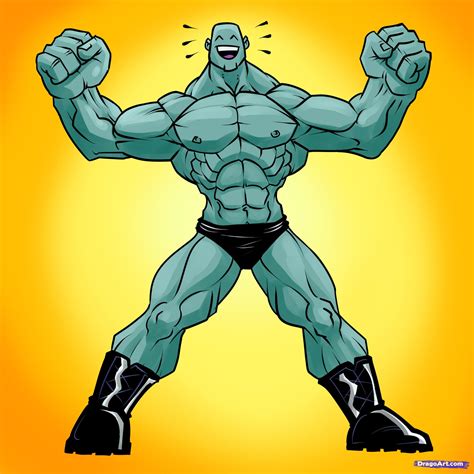 Cartoon Muscle Man Drawing Free Download On Clipartmag