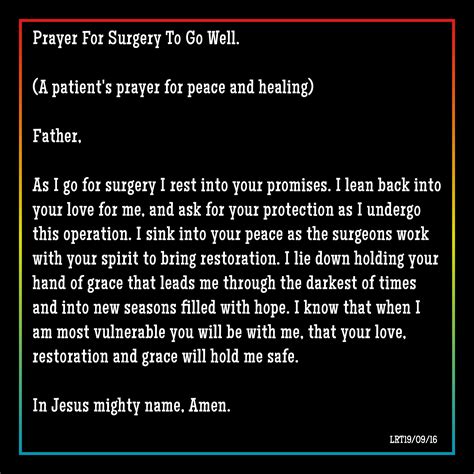 A Prayer For Surgery To Go Well. Surgery Prayer, Prayer For Peace, Abba