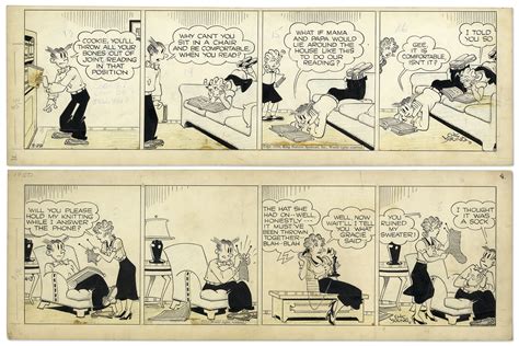 Lot Detail - 2 Chic Young Hand-Drawn ''Blondie'' Comic Strips From 1950 Titled ''A Reformer ...