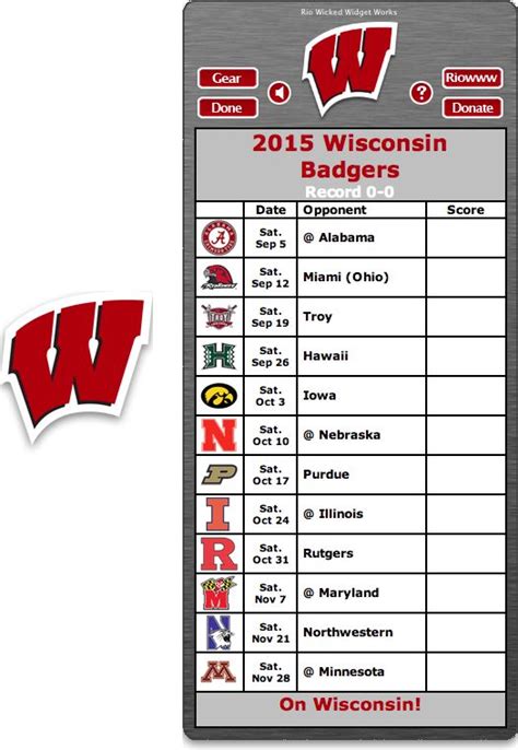 View the 2018 wisconsin football schedule at fbschedules.com. Free 2015 Wisconsin Badgers Football Schedule Widget for ...