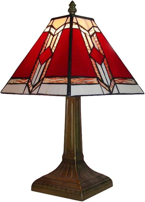 4myhome Tiffany Lamp Stained Glass Table Lamp Red Rose Flower Bedside Desk Reading Light
