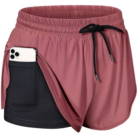 xelparuc women drawstring waist athletic running shorts with liner inner pocket