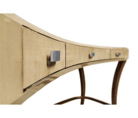 Opera Art Deco Curved Desk With Drawers And Stainless Steel Handles