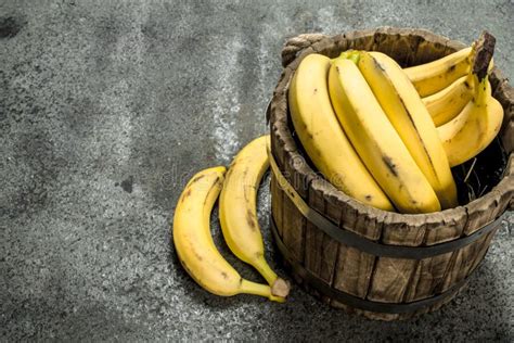 Ripe Bananas In A Wooden Bucket Stock Image Image Of Health Fruit