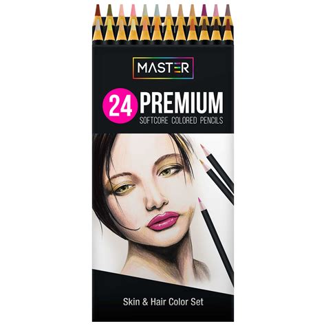 Master 24 Colored Pencil Skin Hair Tone Set Soft Core