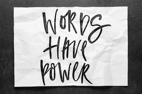 Words Have Power Lettering On Crumpled White Paper Handwritten Text