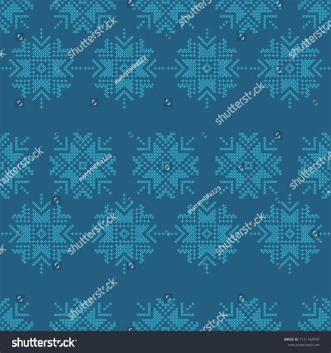 Cross Stitch Norwegian Snowflakes Seamless Vector Stock Vector Royalty