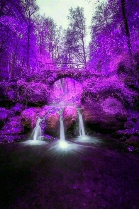 Purple Waterfall Beautiful Landscapes Waterfall Wallpaper Cool