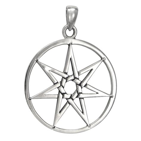 Large Sterling Silver Septagram Wicca Faerie Fairy Seven Point Star