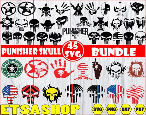 Punisher Skull Svg Bundle Cut Files Punisher Skull Logo Svg Punisher