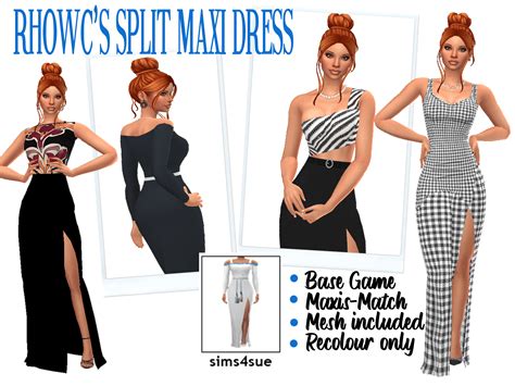 Sims 4 Download Rhowcs Split Maxi Dress Base Game Micat Game