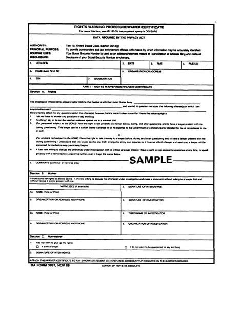 Da Form 3881 Fillable Printable Forms Free Online