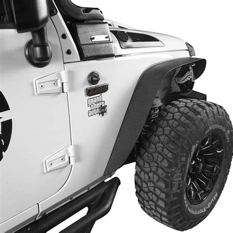 Front And Rear Flat Fender Flares For 07 18 Jeep Wrangler Jk And Unlimited