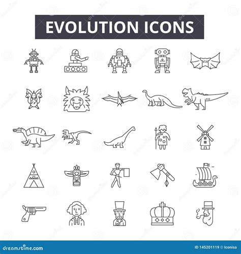 Evolution Line Icons Signs Vector Set Outline Illustration Concept
