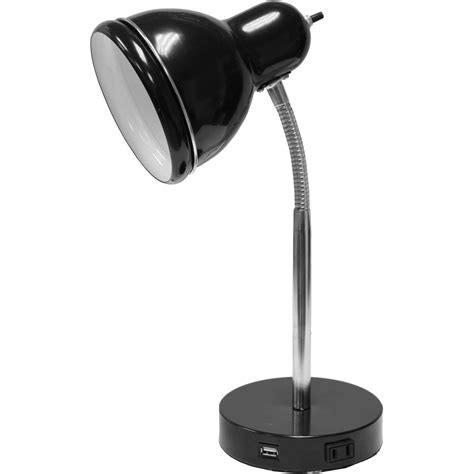 Mainstays Usb Desk Lamp Black Finish With Chrome Gooseneck