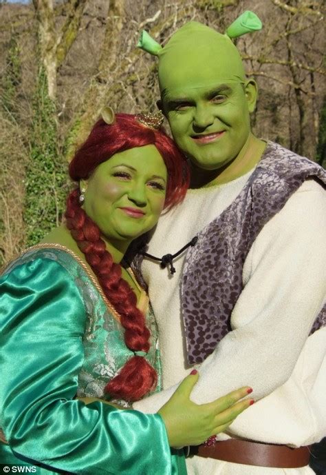 Couple Dress As Shrek And Princess Fiona For Wedding