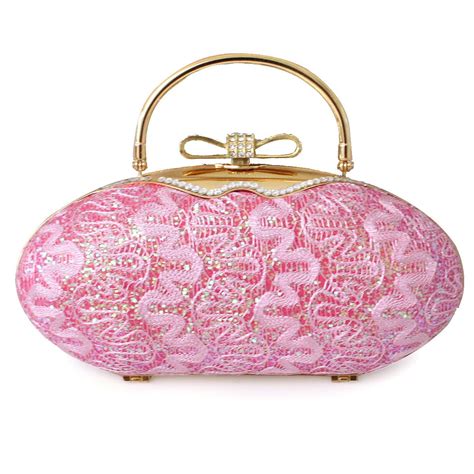 Pink Evening Bag With Gold Handle Wedding Handbag Wedding Bag