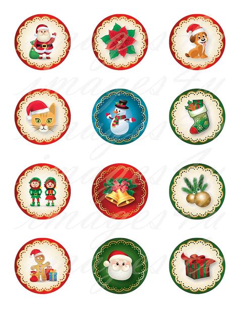 Printable Christmas Digital Topper Collage Sheet 2 Inch Etsy