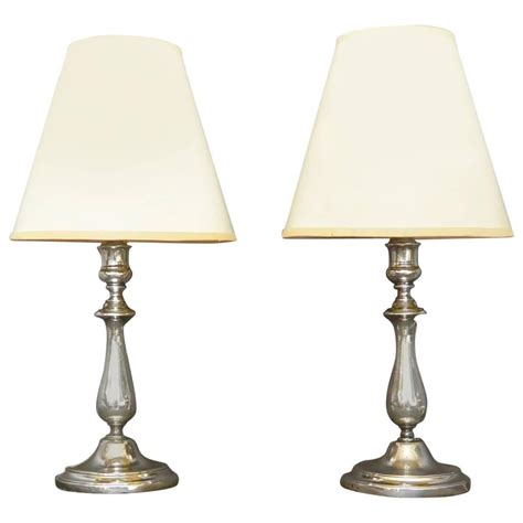 Pair Of Silver Candlestick Lamps At 1stdibs