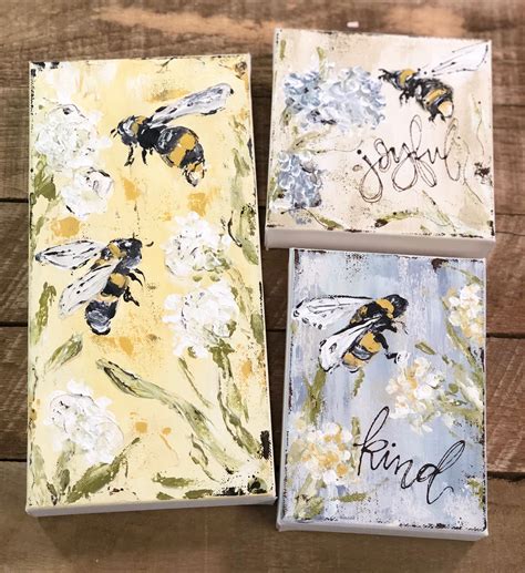 Bumble Bee Art By Haley Bush Bumble Bee Painting Floral Art Haley B