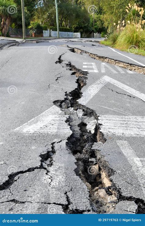 Cracks In A Road Caused By An Earthquake Stock Image Image 29719763