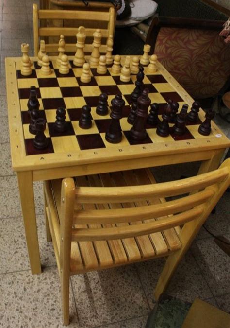 Chess Table With Two Chairs And Large Chess Pieces Catawiki