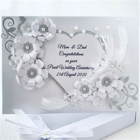 Pearl 30th 30 Luxury Wedding Anniversary Card Personalised Etsy Uk