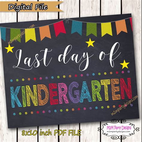 Last Day Of School Sign Last Day Of Kindergarten Sign Etsy