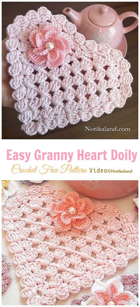 Easy Granny Heart Doily Crochet Free Pattern Video Crochet