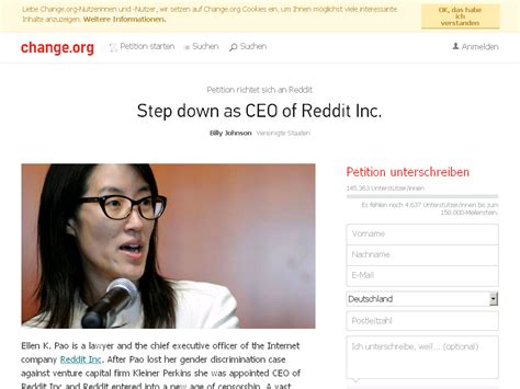 Petition Ellen K Pao Step Down As CEO Of Reddit Inc Change Org