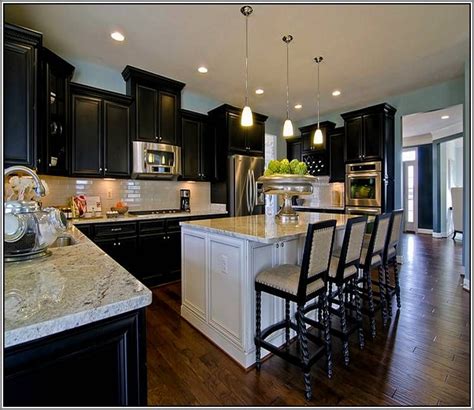 Espresso Kitchen Cabinets With White Island | Espresso ...