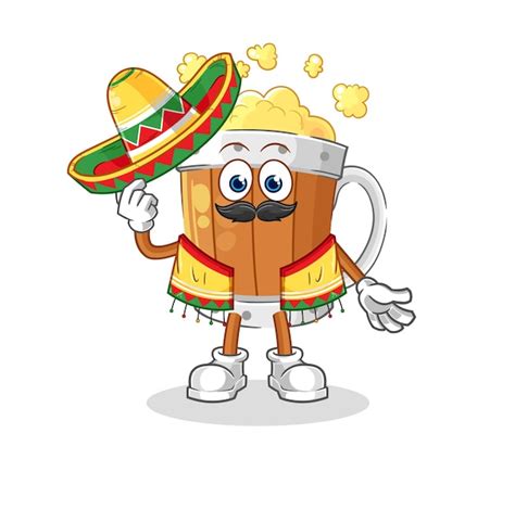 Premium Vector Beer Mug Mexican Culture And Flag Cartoon Mascot Vector