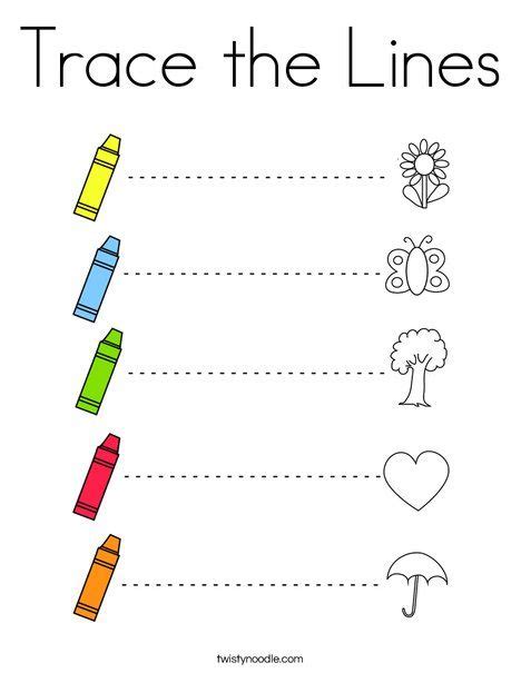 Trace The Lines Coloring Page Twisty Noodle Preschool Prewriting