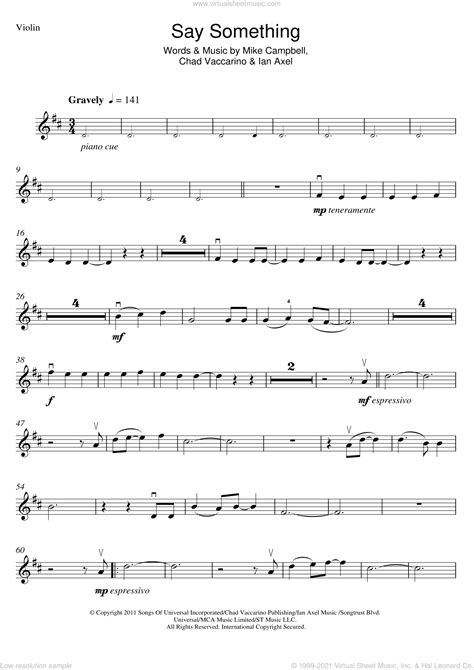 Alas and did my savior bleed violin sheet music. World - Say Something sheet music for violin solo PDF