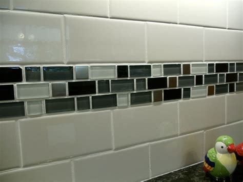 White Subway Tile Glass Mosaic Accent Diy Projects