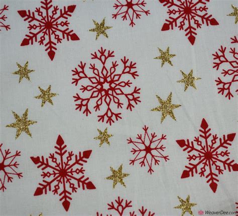 Glitter Cotton Christmas Fabric Snowflake Cream
