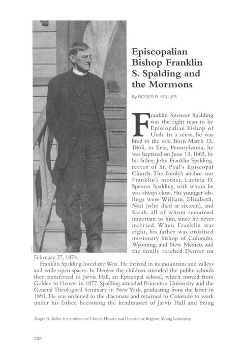 Episcopalian Bishop Franklin S Spalding And The Mormons Issuu